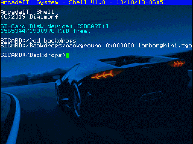 ArcadeIT Command Shell Set background